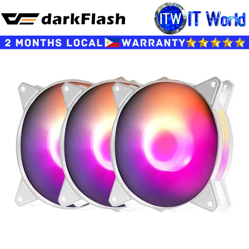 [darkFlash C6 3 in 1 White] Darkflash PC Fan C6 3in1 Aurora Spectrum ARGB Single Mode Cooling Fan (White)