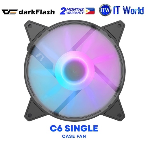 [darkFlash C6 Single Black] DarkFlash C6 Aurora Spectrum ARGB Tuning Fan Single Pack Case Fan - Black