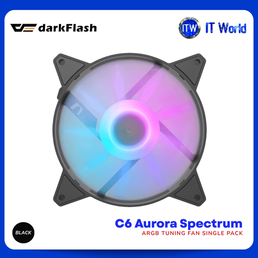[darkFlash C6 Single Black] DarkFlash C6 Aurora Spectrum ARGB Tuning Fan Single Pack itw