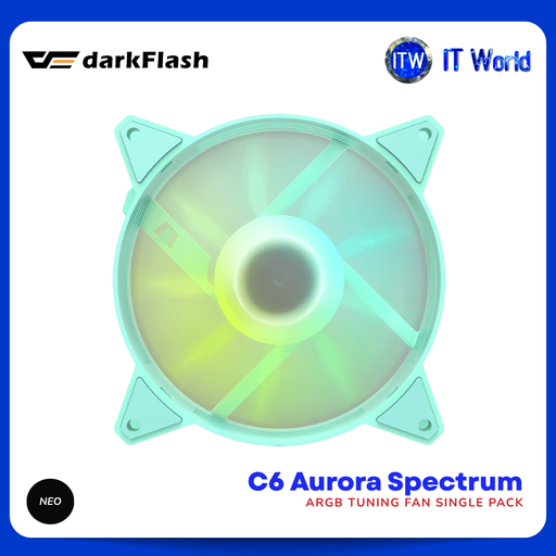 [darkFlash C6 Single Neo mint] DarkFlash C6 Aurora Spectrum ARGB Tuning Fan Single Pack - Mint