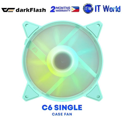 [darkFlash C6 Single Neo mint] DarkFlash C6 Aurora Spectrum ARGB Tuning Fan Single Pack Case Fan - Neo Mint