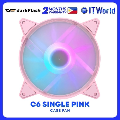 [darkFlash C6 Single Pink] DarkFlash C6 Aurora Spectrum ARGB Tuning Fan Single Pack Case Fan - Pink