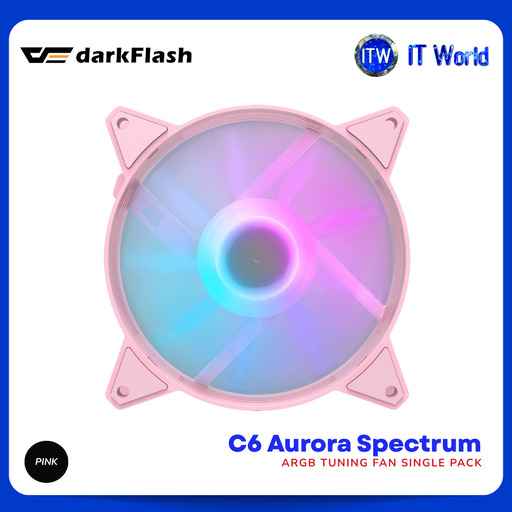 [darkFlash C6 Single Pink] DarkFlash C6 Aurora Spectrum ARGB Tuning Fan Single Pack itw