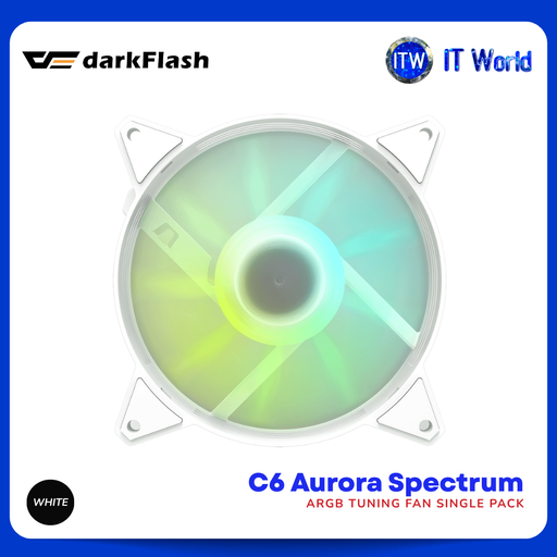 [darkFlash C6 Single White] DarkFlash C6 Aurora Spectrum ARGB Tuning Fan Single Pack - White
