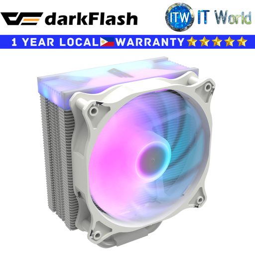 [DARKFLASH (DARKAIR) ARGB-White] Darkflash CPU Cooler Fan Darkair A-RGB 5V3pin Four Heatpipes Design (White)