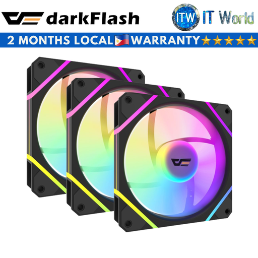 [DF DM12F 3IN1 COMBO (Black)] Darkflash DM12F ARGB 3 in 1 Cooling Fan (Black)
