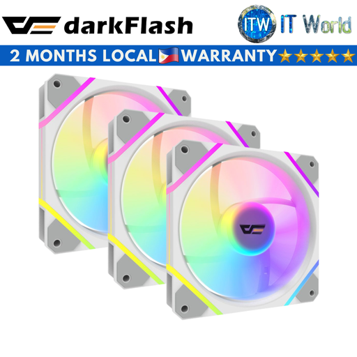 [DF DM12F 3IN1 COMBO (White)] Darkflash DM12F ARGB 3 in 1 Cooling Fan (White)