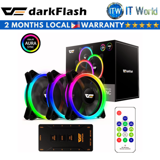 [DARKFLASH DR12 PRO 3in1 Pack] Darkflash DR12 Pro 3in1 Addressable 120mm RGB LED Case Fan Kit w/ Controller and Remote
