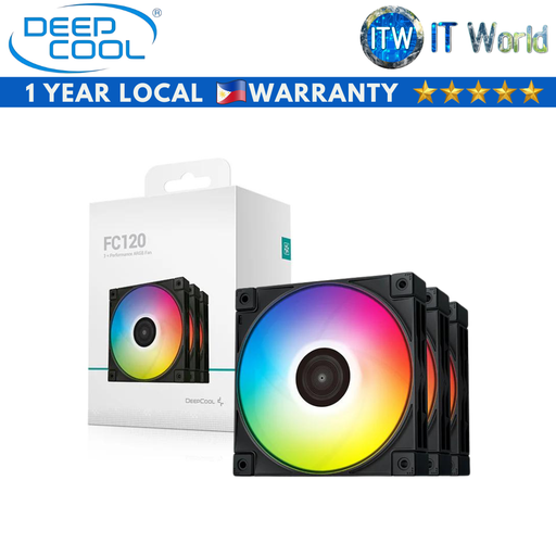 [R-FC120-BKAMN3-G-1] Deepcool CPU Cooler PC Fan FC120 3in1 ARGB PWM Fan Hydro Bearing Triple Pack Black (R-FC120-BKAMN3-G-1)