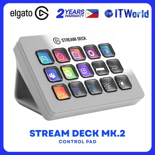 [EL-10GBA9911] Elgato Stream Deck MK.2 OG 15-Key Customizable LCD Control Pad - White EL-10GBA9911