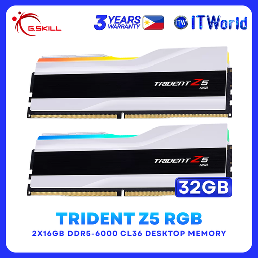 [F5-6000J3636F16GX2-TZ5RW] G.Skill DDR5 RAM 32GB (16GBx2) 6000Mhz Trident Z5 RGB Unbuffered (F5-6000J3636F16GX2-TZ5RW)