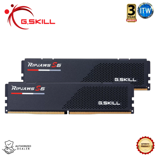 [F5-5600J3636C16GX2-RS5K] G.Skill DDR5 RAM 32GB (2x16GB) 5600Mhz Ripjaws S5 Black Unbuffered (F5-5600J3636C16GX2-RS5K)