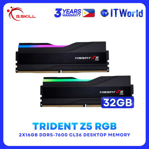 [F5-7600J3646G16GX2-TZ5RK] G.Skill DDR5 RAM 32GB (2x16GB) 7600Mhz Trident Z5 RGB Desktop Memory(F5-7600J3646G16GX2-TZ5RK)