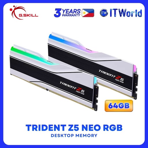 [F5-6000J3636F32GX2-TZ5NRW] G.Skill Trident Z5 Neo RGB 64GB (2x32GB) DDR5-6000Mhz Dual Desktop Memory F5-6000J3636F32GX2-TZ5NRW