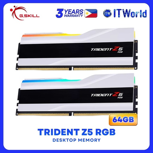 [F5-6400J3239G32GX2-TZ5RW] G.Skill Trident Z5 RGB 64GB (2x32GB) DDR5-6400Mhz Dual Kit Desktop Memory F5-6400J3239G32GX2-TZ5RW