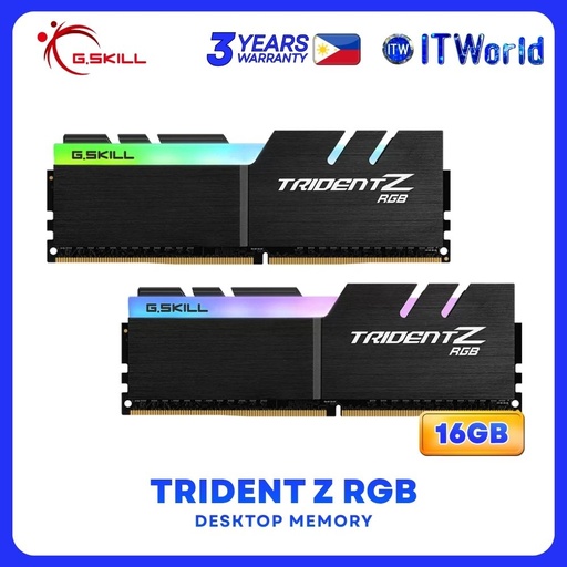 [F4-3200C16D-16GTZRX] G.Skill Trident Z RGB 16GB (2x8GB) DDR4-3200Mhz Dual Desktop Memory for AMD F4-3200C16D-16GTZRX