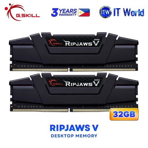 [F4-3600C16D-32GVKC] G.Skill Ripjaws V 32GB (2x16GB) DDR4-3600Mhz Unbuffered Dual Kit Desktop Memory F4-3600C16D-32GVKC
