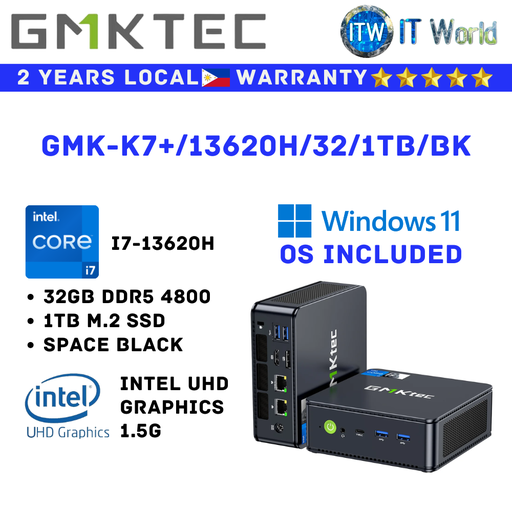 [GMK-K7+/13620H/32/1TB/BK] GMKtec Mini PC All in One Desktop PC Nucbox K7 Plus PC Kit (GMK-K7+/13620H/32/1TB/BK)