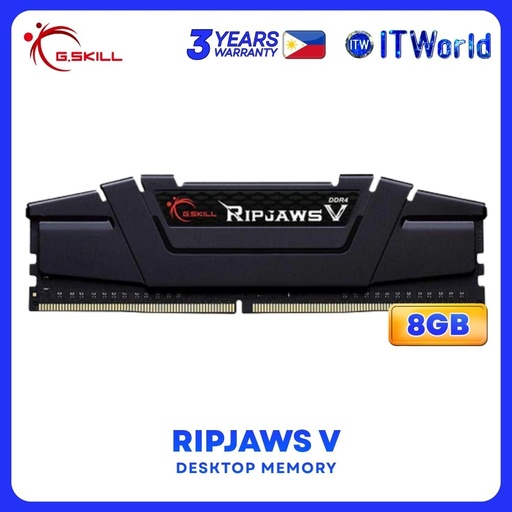 [F4-3200C16S-8GVKB] G.Skill Ripjaws V 8GB (1x8GB) DDR4-3200Mhz Unbuffered Single Kit Desktop Memory F4-3200C16S-8GVKB