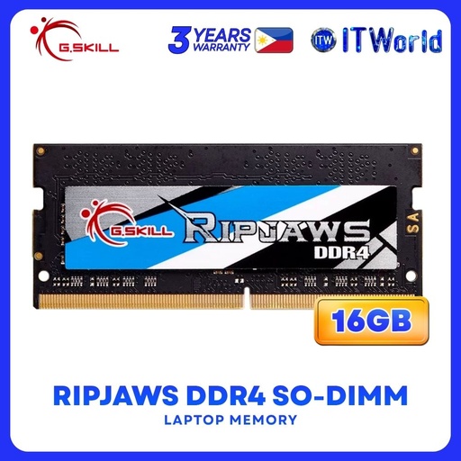 [F4-3200C22S-16GRS] G.Skill Ripjaws 16GB (1x16GB) DDR4-3200Mhz SODIMM Laptop Memory F4-3200C22S-16GRS