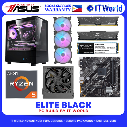 [ELITE BLACK] Elite Black PC Build - ASUS B550M-A WiFi II, Ryzen 5 5500GT, 16GB RAM, 256GB SSD - by itw