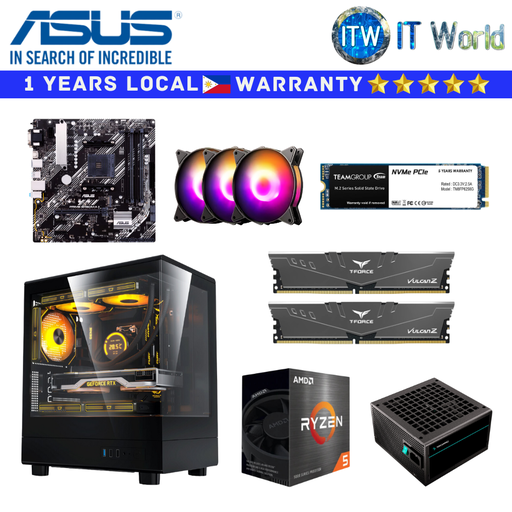 [Elite Black] Gaming PC Desktop Computer Set Asus Elite Black 5 5500GT B450M-A II/CSM